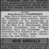 Marriage H. Kaleialii & D M. Thompson, Honolulu Star Bulletin, 7 May 1923
